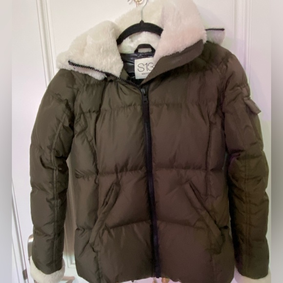 S13 New York Down Jacket Army Forest Green Puffer Small - Picture 8 of 8